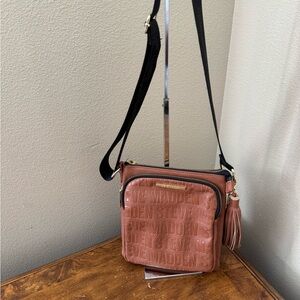 STEVE MADDEN Brown Faux Pebble Leather Crossbody Bag